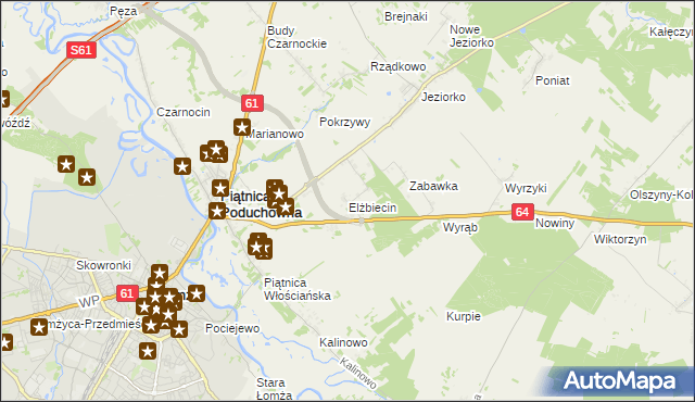 mapa Elżbiecin gmina Piątnica, Elżbiecin gmina Piątnica na mapie Targeo