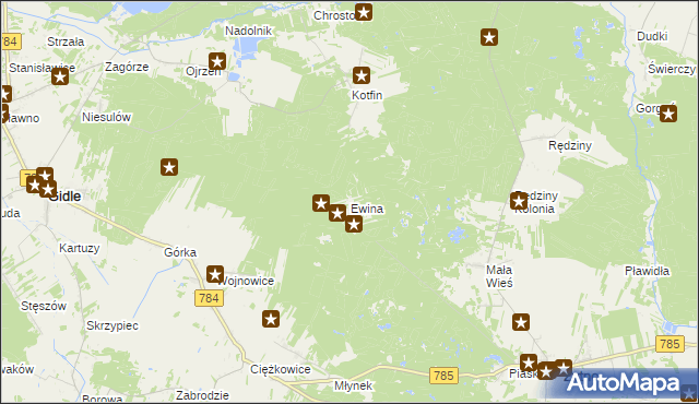 mapa Ewina gmina Żytno, Ewina gmina Żytno na mapie Targeo