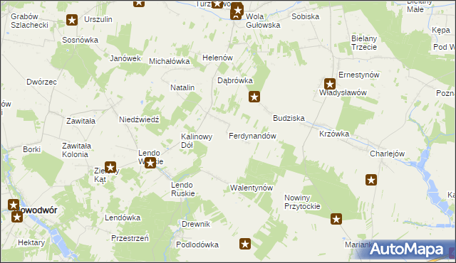 mapa Ferdynandów gmina Adamów, Ferdynandów gmina Adamów na mapie Targeo