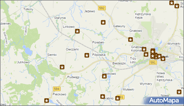 mapa Filipówka gmina Kętrzyn, Filipówka gmina Kętrzyn na mapie Targeo