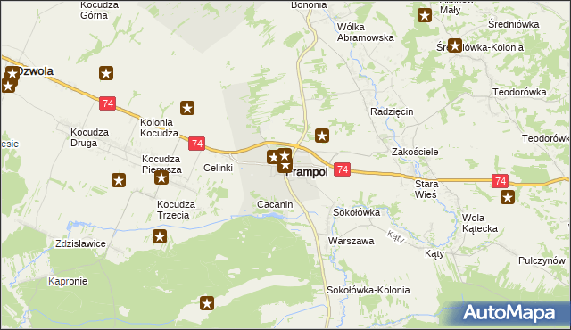 mapa Frampol powiat biłgorajski, Frampol powiat biłgorajski na mapie Targeo