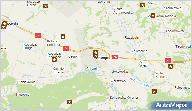 mapa Frampol powiat biłgorajski, Frampol powiat biłgorajski na mapie Targeo