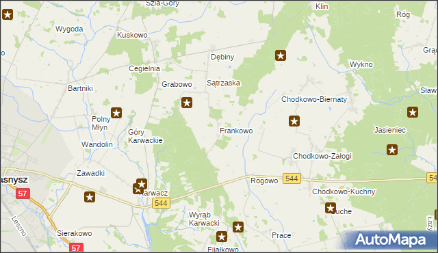 mapa Frankowo gmina Przasnysz, Frankowo gmina Przasnysz na mapie Targeo