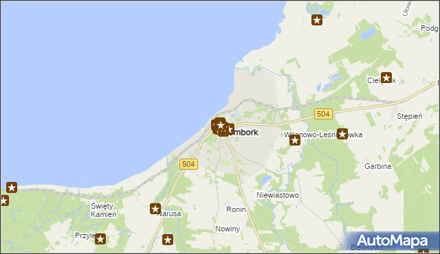 mapa Frombork, Frombork na mapie Targeo