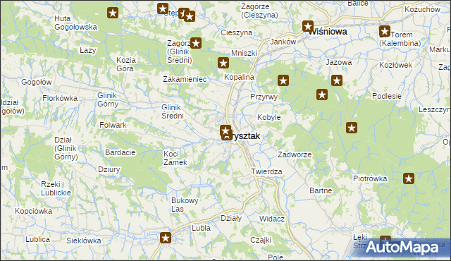 mapa Frysztak, Frysztak na mapie Targeo