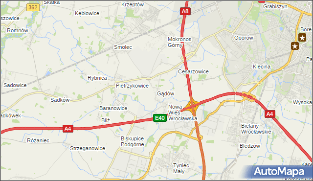 mapa Gądów, Gądów na mapie Targeo