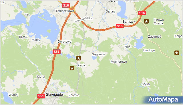 mapa Gągławki, Gągławki na mapie Targeo