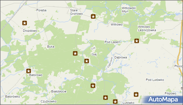 mapa Gaj gmina Sępólno Krajeńskie, Gaj gmina Sępólno Krajeńskie na mapie Targeo