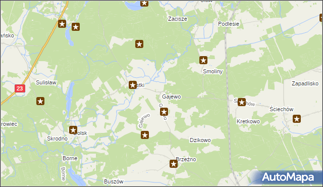 mapa Gajewo gmina Lubiszyn, Gajewo gmina Lubiszyn na mapie Targeo