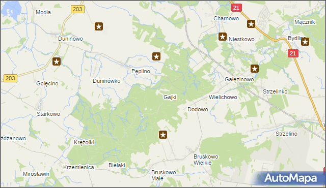 mapa Gajki gmina Słupsk, Gajki gmina Słupsk na mapie Targeo