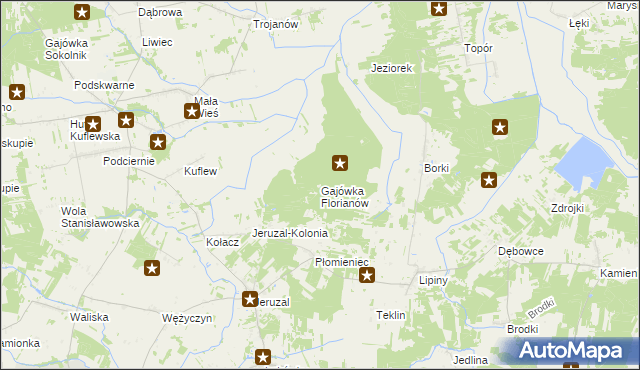 mapa Gajówka Florianów, Gajówka Florianów na mapie Targeo