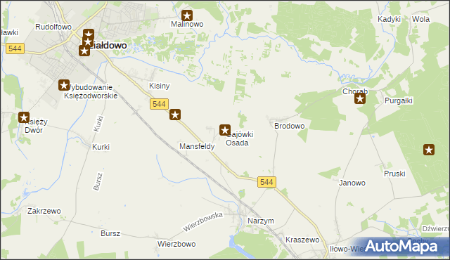 mapa Gajówki Osada, Gajówki Osada na mapie Targeo