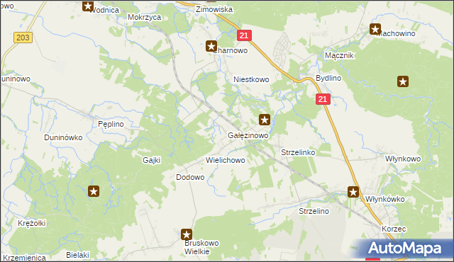 mapa Gałęzinowo, Gałęzinowo na mapie Targeo