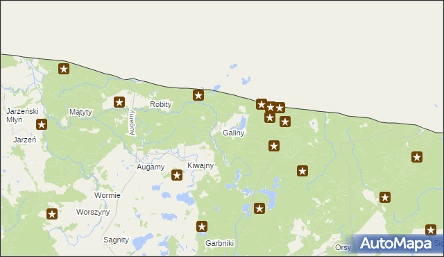 mapa Galiny gmina Górowo Iławeckie, Galiny gmina Górowo Iławeckie na mapie Targeo