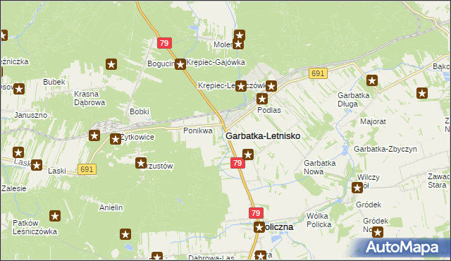 mapa Garbatka-Letnisko, Garbatka-Letnisko na mapie Targeo