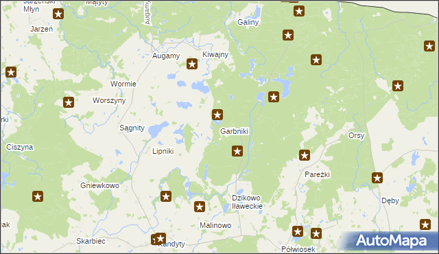 mapa Garbniki, Garbniki na mapie Targeo