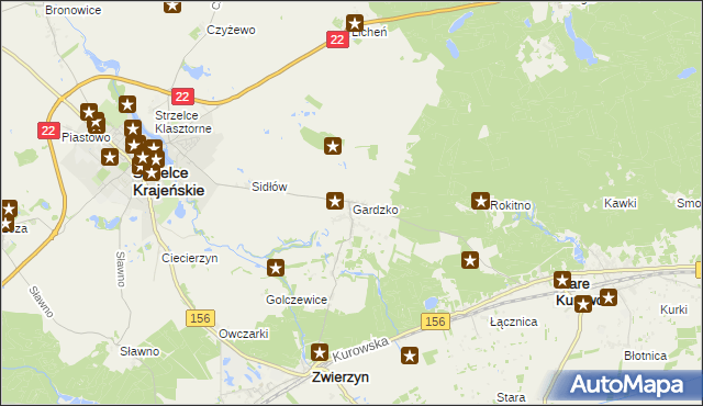 mapa Gardzko, Gardzko na mapie Targeo