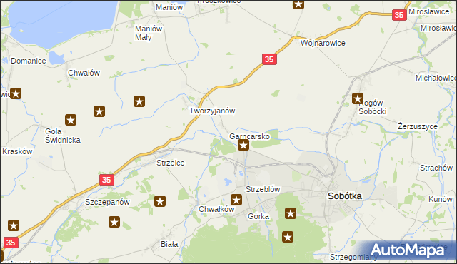 mapa Garncarsko gmina Sobótka, Garncarsko gmina Sobótka na mapie Targeo