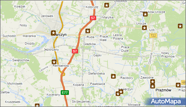 mapa Gąski gmina Tarczyn, Gąski gmina Tarczyn na mapie Targeo