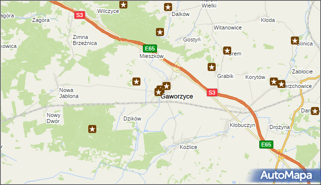 mapa Gaworzyce, Gaworzyce na mapie Targeo