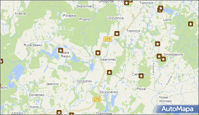 mapa Gawroniec gmina Połczyn-Zdrój, Gawroniec gmina Połczyn-Zdrój na mapie Targeo