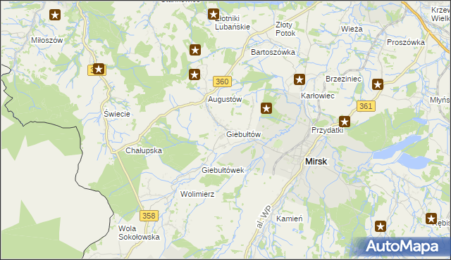 mapa Giebułtów gmina Mirsk, Giebułtów gmina Mirsk na mapie Targeo