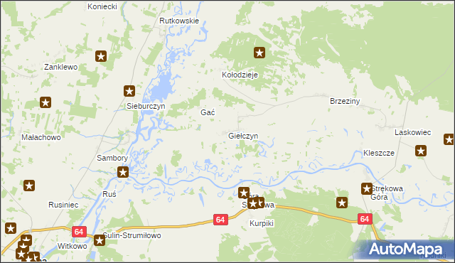 mapa Giełczyn gmina Trzcianne, Giełczyn gmina Trzcianne na mapie Targeo