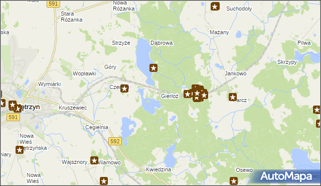 mapa Gierłoż gmina Kętrzyn, Gierłoż gmina Kętrzyn na mapie Targeo