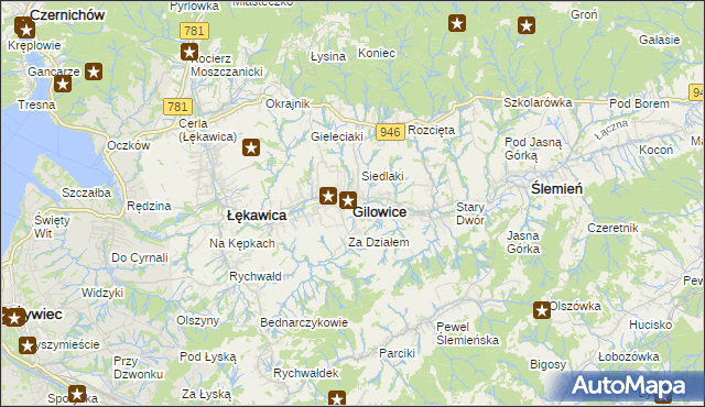 mapa Gilowice powiat żywiecki, Gilowice powiat żywiecki na mapie Targeo