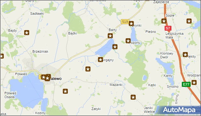 mapa Girgajny, Girgajny na mapie Targeo