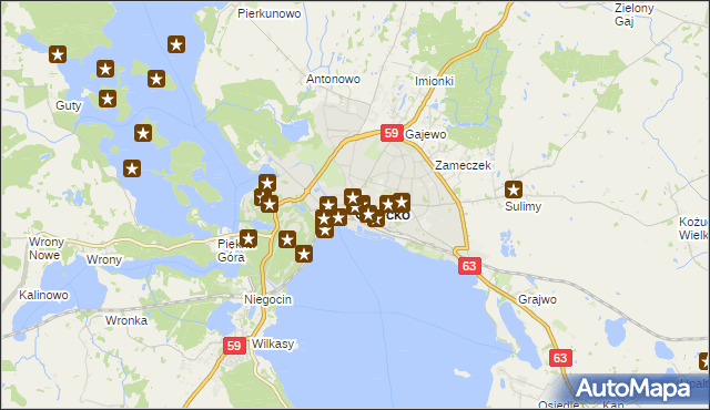 mapa Giżycko, Giżycko na mapie Targeo