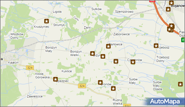 mapa Giżyn gmina Bojanowo, Giżyn gmina Bojanowo na mapie Targeo