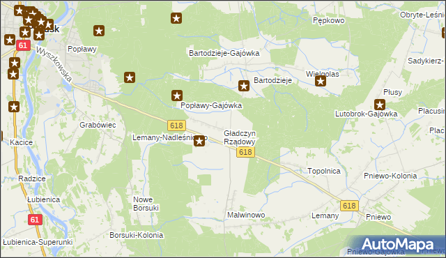 mapa Gładczyn Rządowy, Gładczyn Rządowy na mapie Targeo