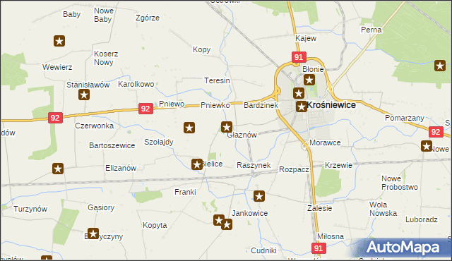 mapa Głaznów, Głaznów na mapie Targeo