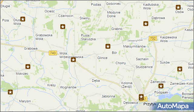 mapa Glinice gmina Przytyk, Glinice gmina Przytyk na mapie Targeo