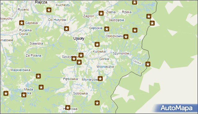 mapa Glinka gmina Ujsoły, Glinka gmina Ujsoły na mapie Targeo