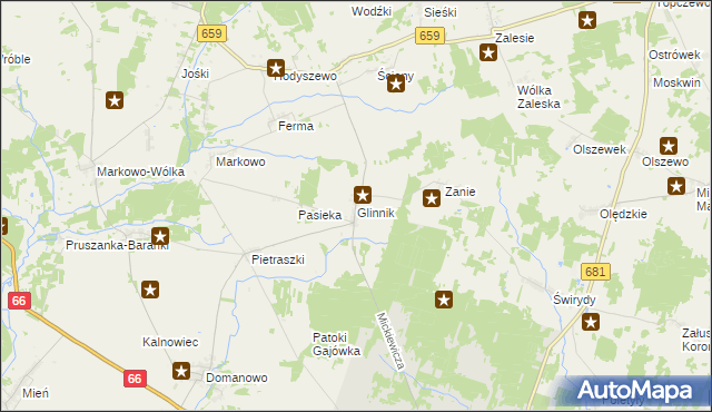 mapa Glinnik gmina Brańsk, Glinnik gmina Brańsk na mapie Targeo