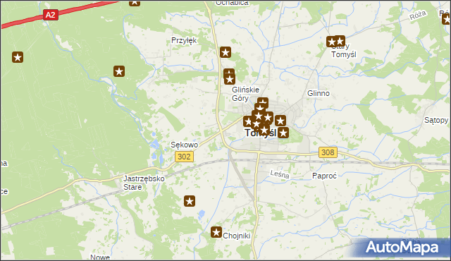 mapa Glinno gmina Nowy Tomyśl, Glinno gmina Nowy Tomyśl na mapie Targeo