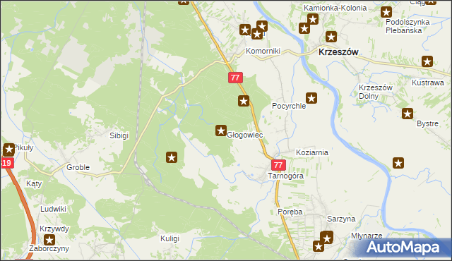 mapa Głogowiec gmina Nowa Sarzyna, Głogowiec gmina Nowa Sarzyna na mapie Targeo