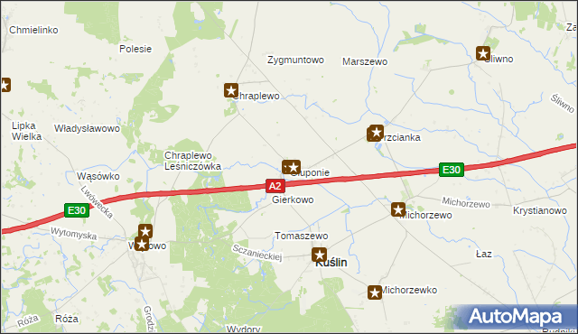 mapa Głuponie, Głuponie na mapie Targeo