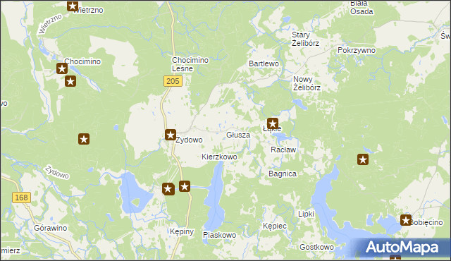 mapa Głusza gmina Polanów, Głusza gmina Polanów na mapie Targeo