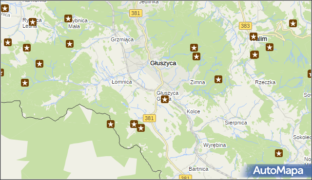 mapa Głuszyca Górna, Głuszyca Górna na mapie Targeo