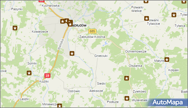 mapa Gnieciuki, Gnieciuki na mapie Targeo