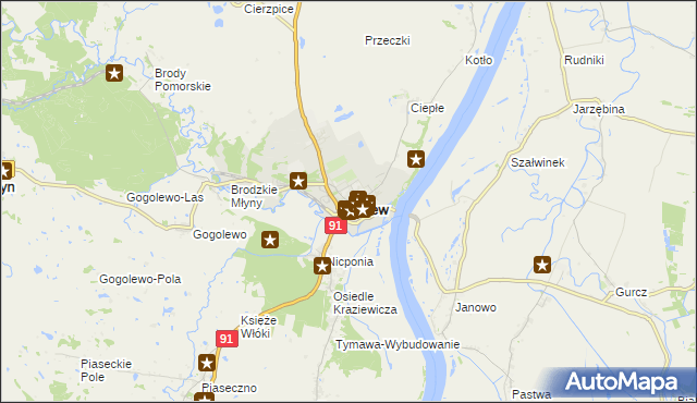 mapa Gniew, Gniew na mapie Targeo