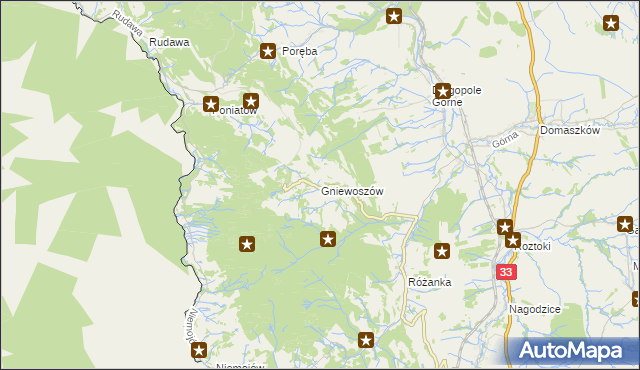 mapa Gniewoszów gmina Międzylesie, Gniewoszów gmina Międzylesie na mapie Targeo