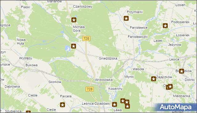 mapa Gnieździska, Gnieździska na mapie Targeo