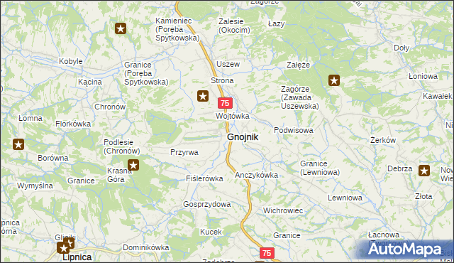 mapa Gnojnik, Gnojnik na mapie Targeo