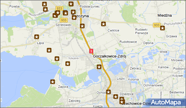 mapa Goczałkowice-Zdrój, Goczałkowice-Zdrój na mapie Targeo