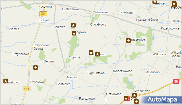 mapa Gogolewo gmina Krobia, Gogolewo gmina Krobia na mapie Targeo