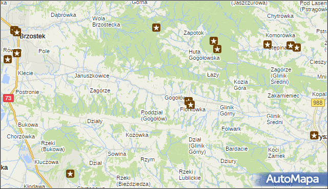 mapa Gogołów gmina Frysztak, Gogołów gmina Frysztak na mapie Targeo